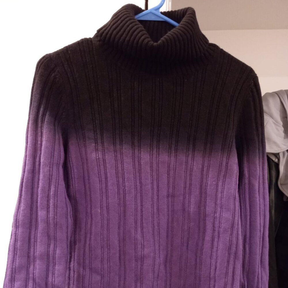 Purple Women Turtleneck Sweater Pullover Jumper Size L